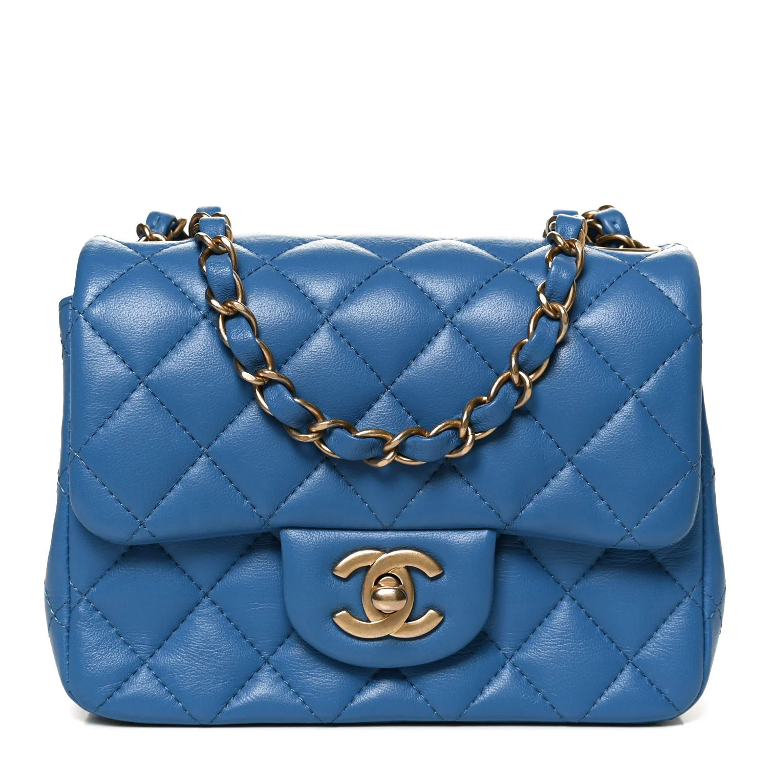 CHANEL Lambskin Quilted Mini Square Flap Blue | FASHIONPHILE | Fashionphile