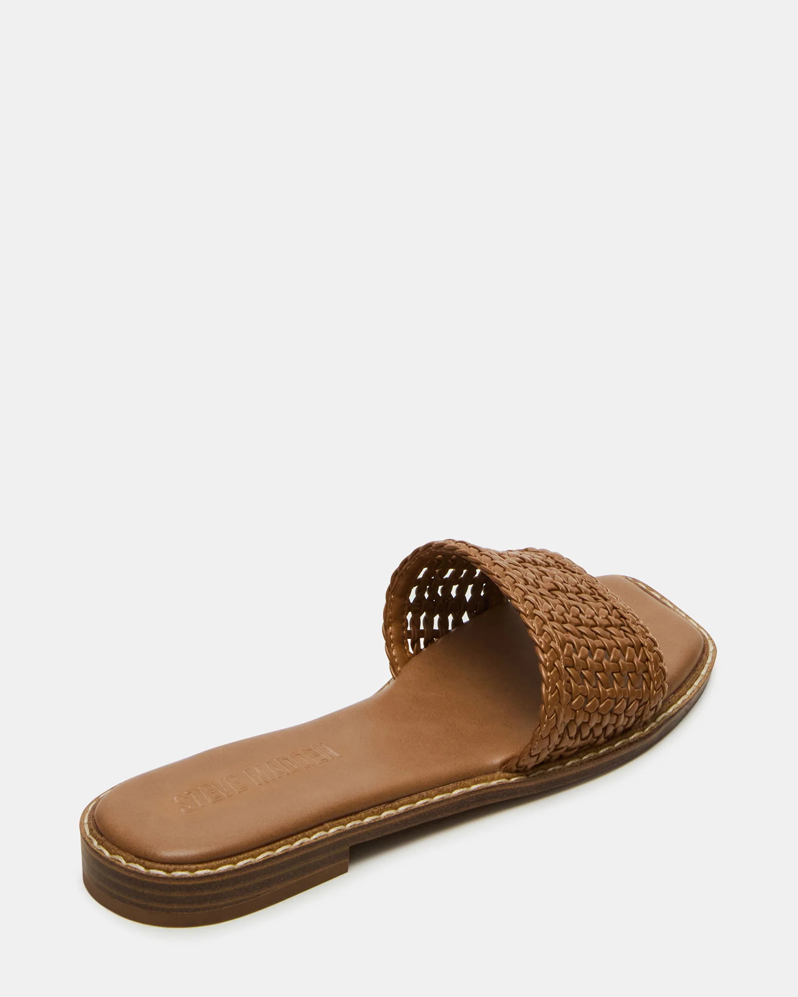 SNIDER Tan Square-Toe Slide Woven Women's Sandal | Steve Madden (US)