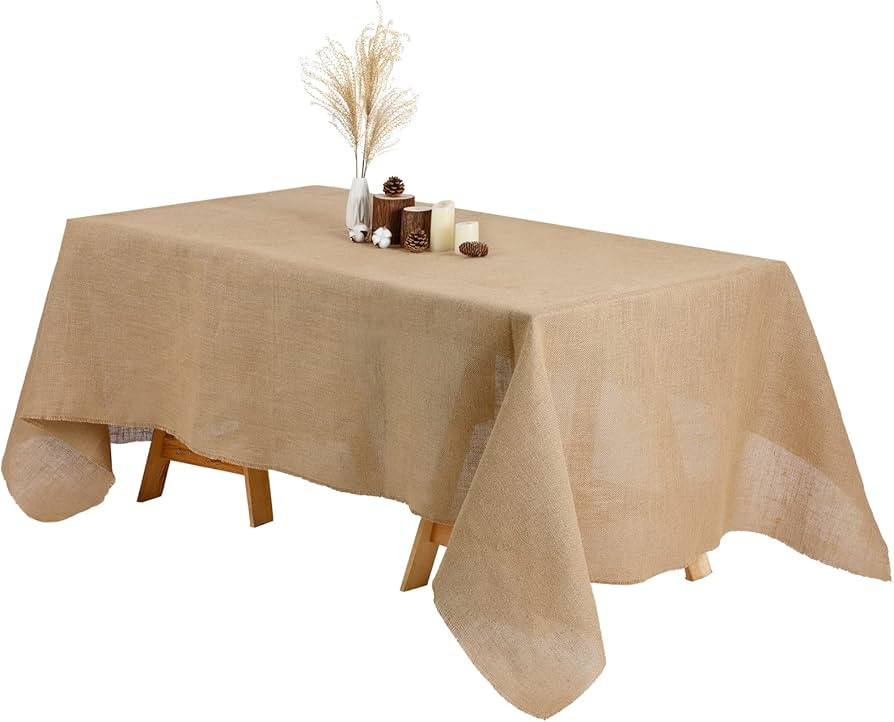 Kingdder Natural Burlap Tablecloth Farmhouse Fall Rectangle Burlap Table Cover Rustic Jute Tablec... | Amazon (US)