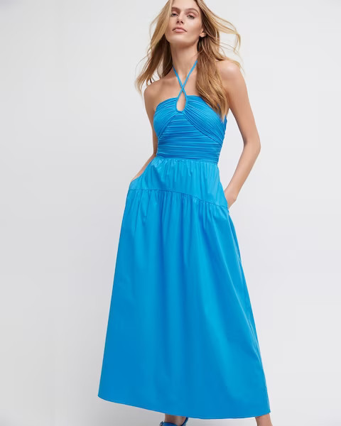 Criss-Cross Halter Midi Dress | White House Black Market
