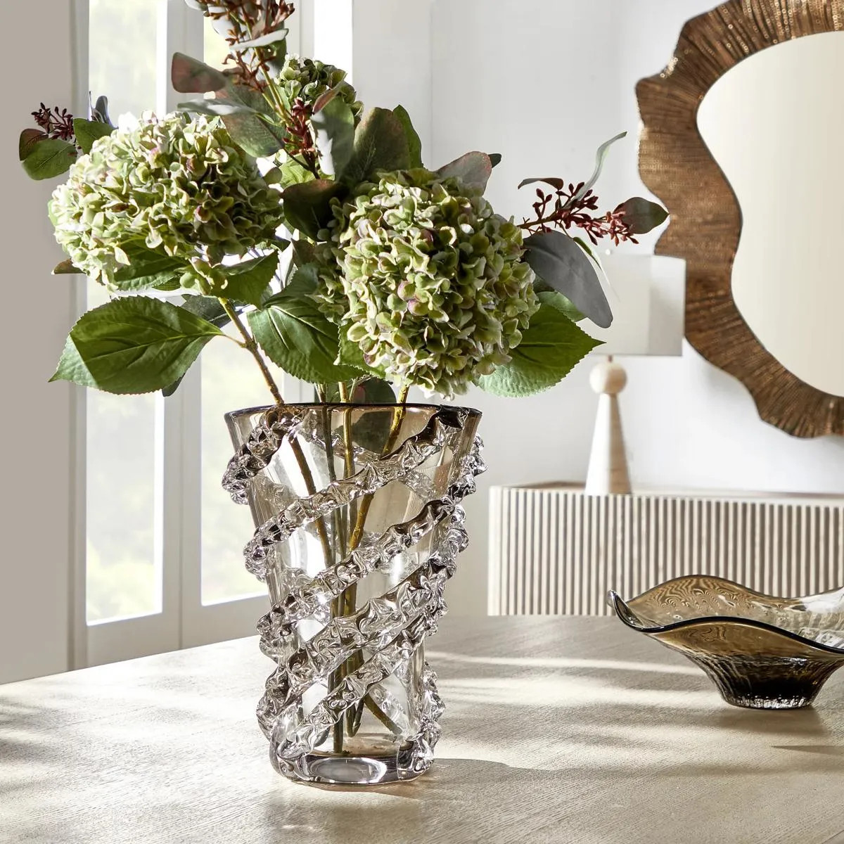 Reyna Glass Vase | Grey Brown | Décor | Z Gallerie | 11"W x 10.75"D x 13.75"H | Hand Blown Glass | Z Gallerie