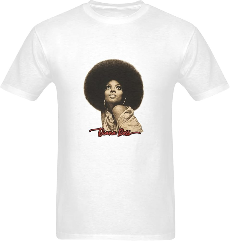 Vintage Diana Ross Portrait 70s Afro Style Music Cotton T-Shirt Men's T-Shirt 100% Cotton Made in... | Amazon (US)