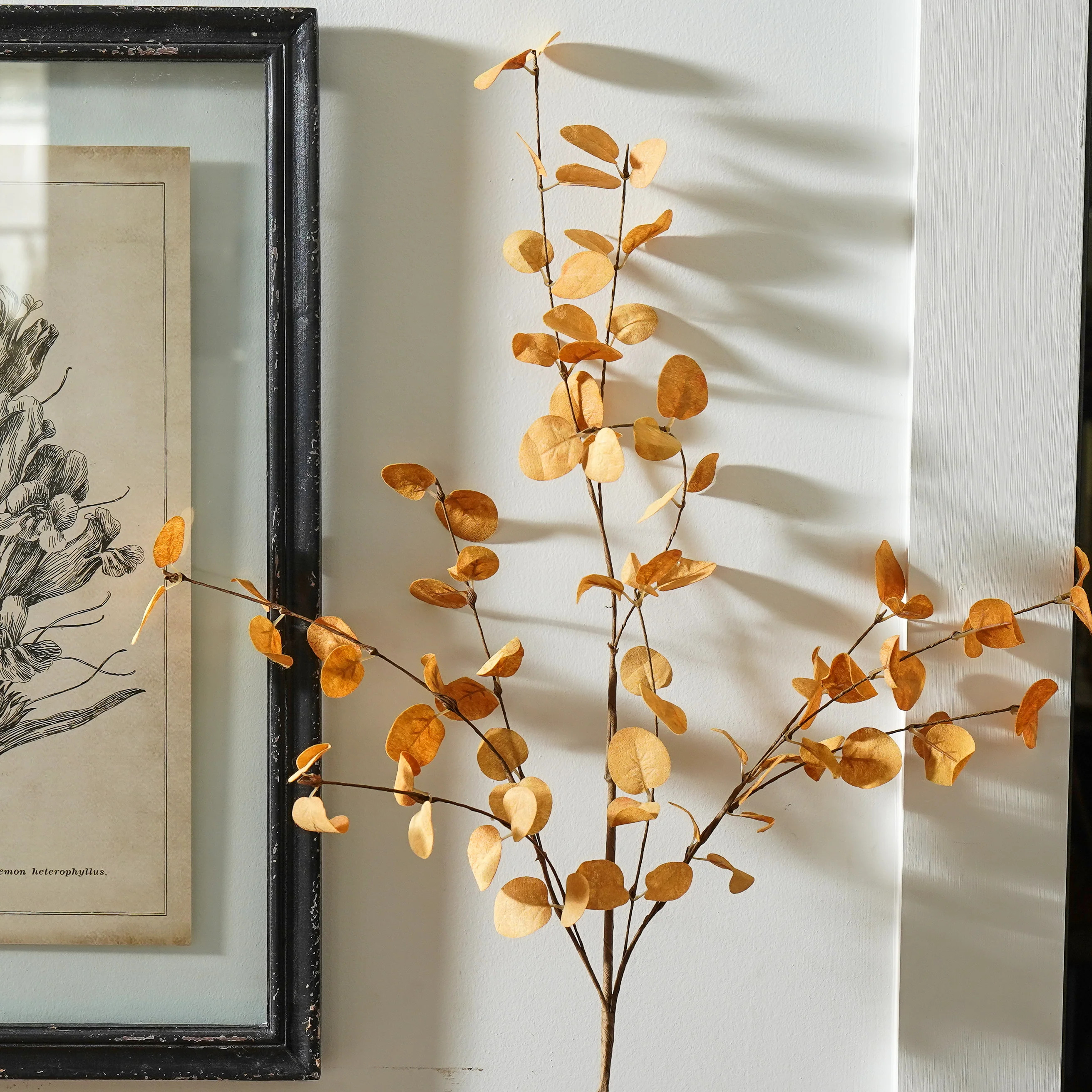 Eucalyptus Leaf Spray | Mustard Yellow Faux Stem | MJHome