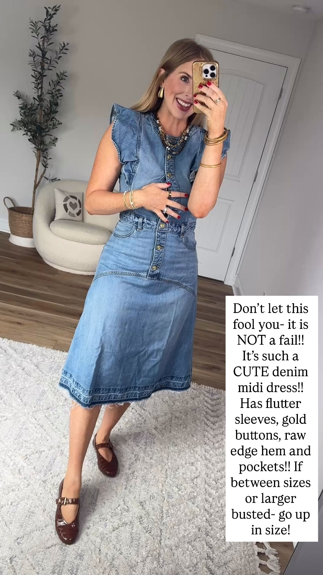 Denim midi dress- size up

#LTKootd