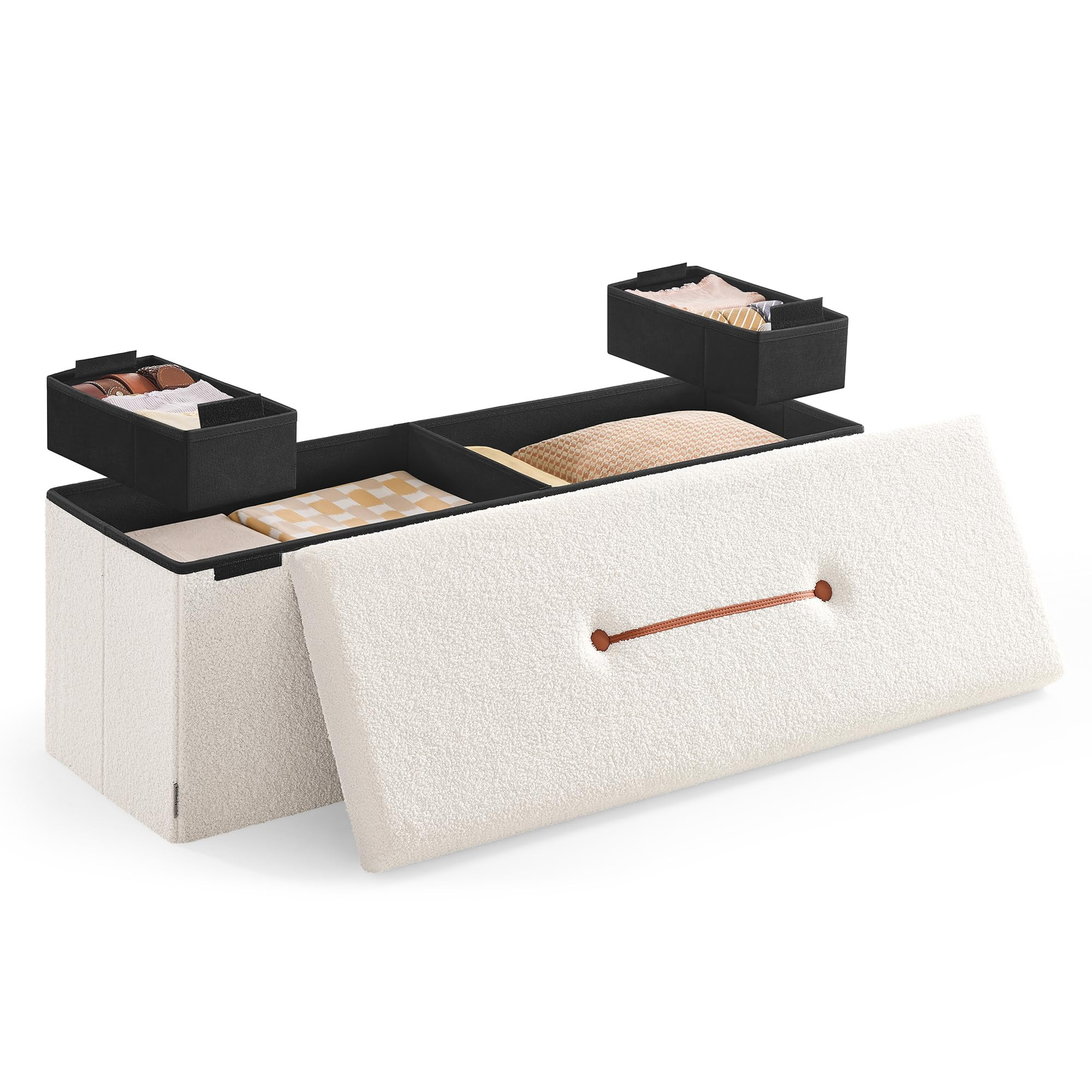 SONGMICS Storage Ottoman Bench, Storage Chest, 15 x 43 x 15 Inches, Foot Rest Stool, End of Bed B... | Amazon (US)