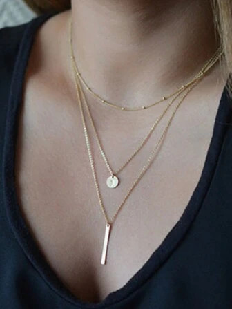 3 Packs Of European And American Cross-border Fashion Personalized Disc Pendants Multi-layered Wo... | SHEIN