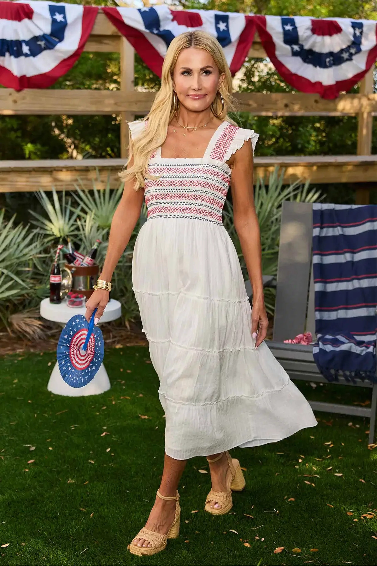 Tristan White Embroidered Midi Dress | Avara