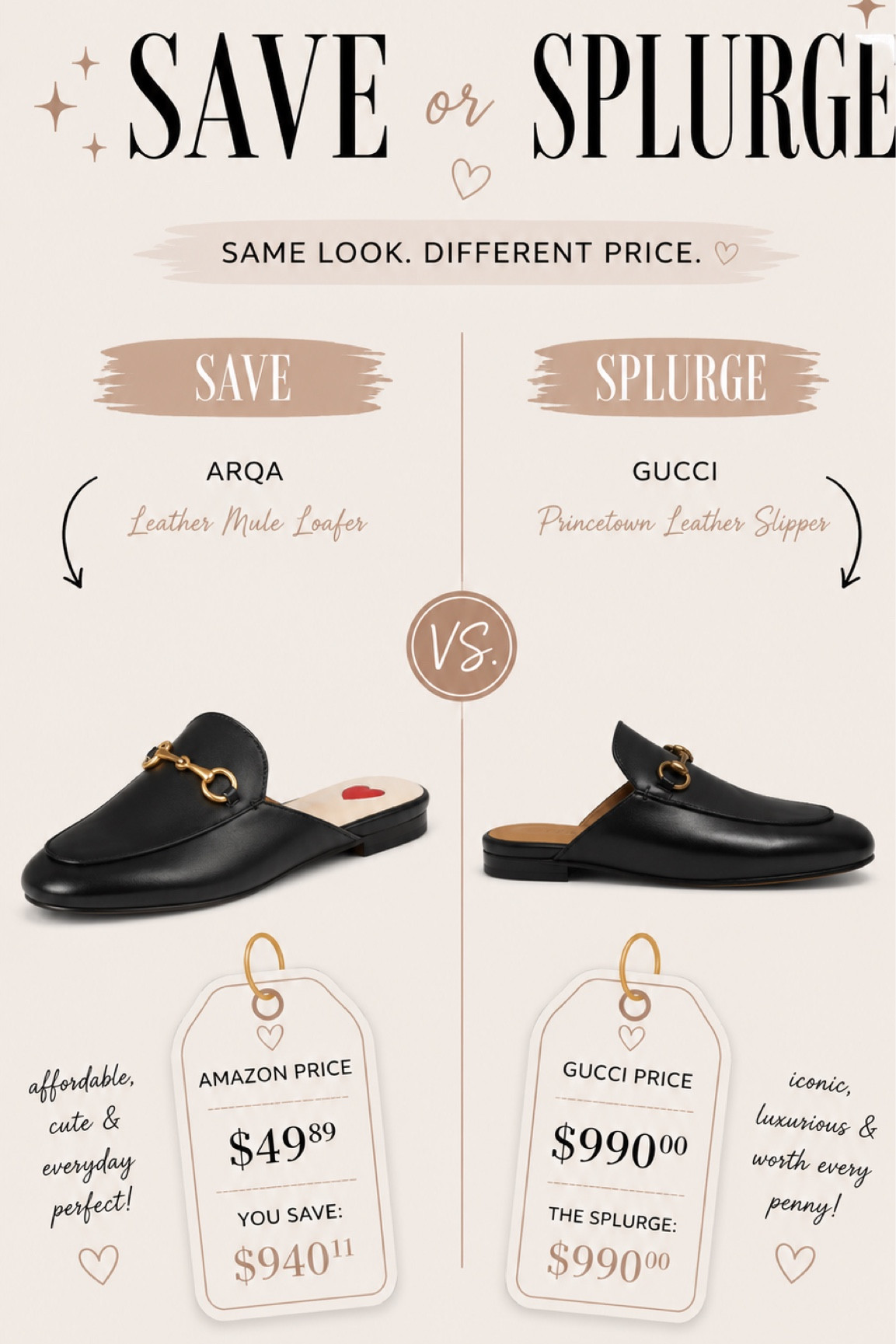 The older I get, the more I realize I want my outfits to look expensive… not necessarily make my bank account cry over it 😭🖤✨

These Gucci-inspired loafers are giving quiet luxury, coffee-run chic, and “she definitely has her life together” energy for under $50. But the real question is… are you saving or splurging? 👀 #SaveOrSplurge #GucciInspired #AmazonFashion #LuxuryForLess #LoaferStyle #NeutralFashion #FashionFinds #DesignerInspired #AffordableStyle #EverydayLuxury