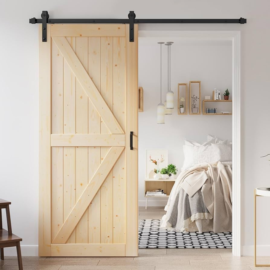 36x84 inch Sliding Barn Wood Door Slab with 6.6ft Hardware Kit, Requires Simple DIY Assembly | Amazon (US)