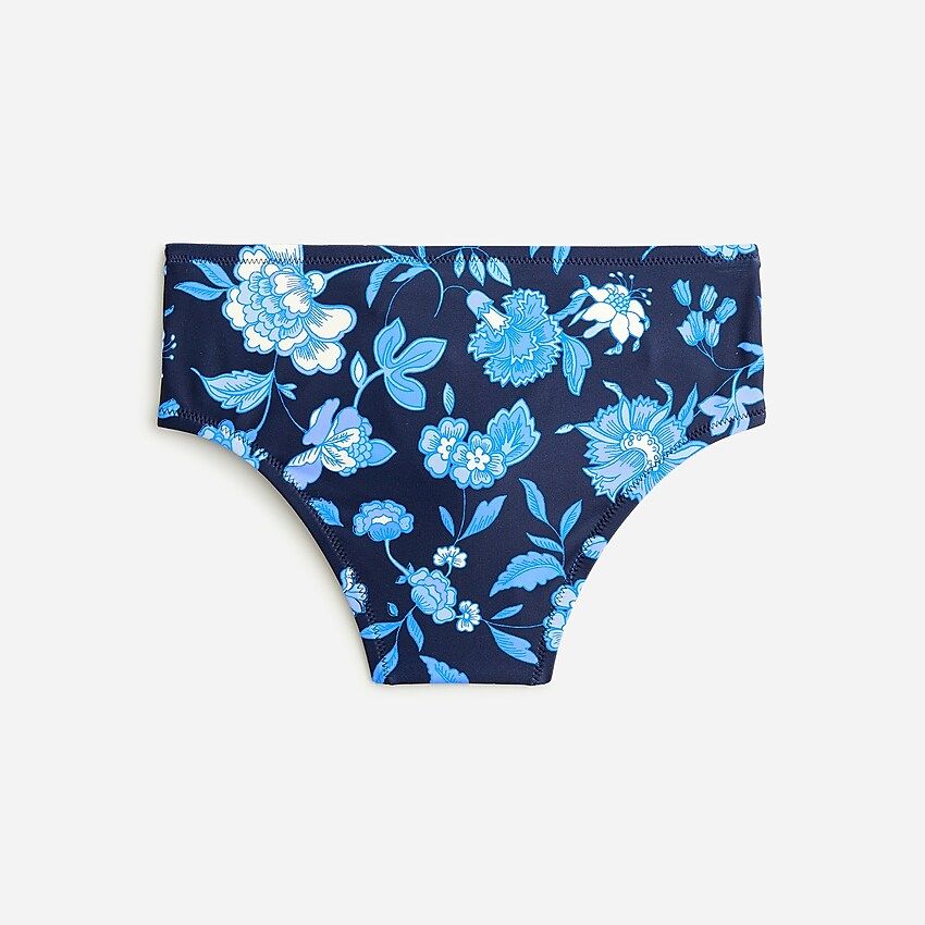 High-waisted full-coverage bikini bottom in midnight-blue floral | J.Crew US