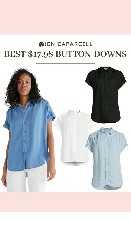 This button-down camp shirt is soft and lightweight. I love the gather detail at the shoulders  Keep it casual by wearing it open over a shirt, or dress it up by buttoning and tucking it!

Spring fashion / Spring outfit  / Walmart fashion / Affordable / Budget / Women's Casual Outfit / Classic Style / Dress Outfit / Denim Outfit / Elevated Style

#LTKfindsunder100 #LTKfindsunder50 #LTKsalealert