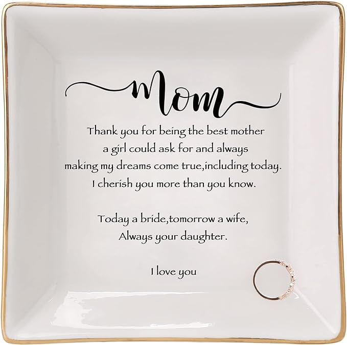 Mother of The Bride Gifts,Wedding Gifts for Mom From Daughter,Gifts -Ceramic Ring Dish Holdrer Tr... | Amazon (US)