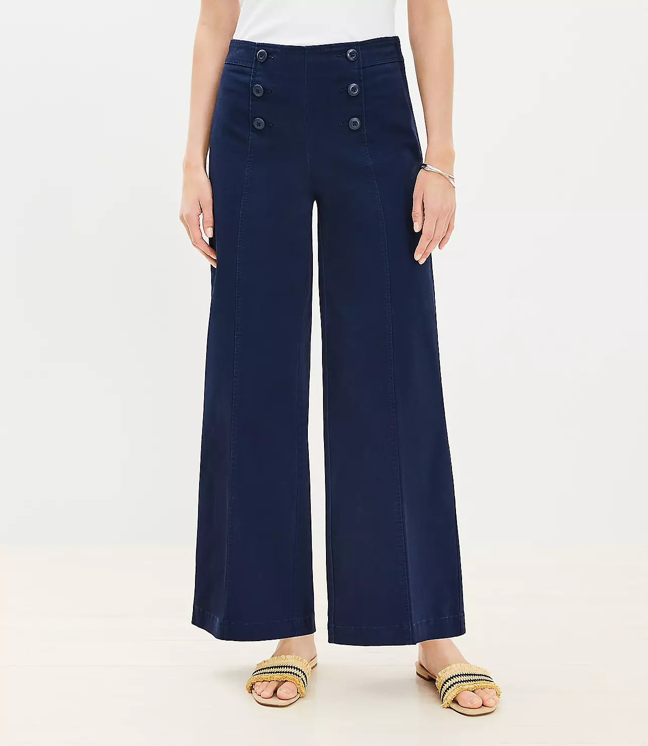 Petite Wide Leg Sailor Pants in Twill | LOFT
