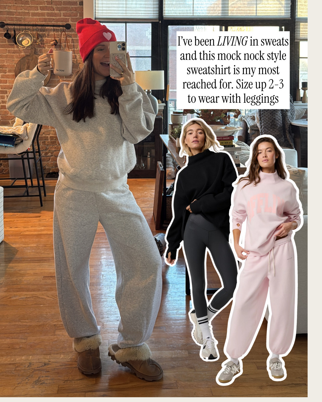 Mock neck sweatshirt! Size up 2-3 to wear with leggings 

 