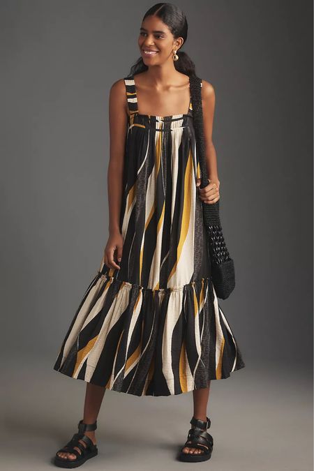🚨 Sale Alert 🚨 By Anthropologie Square-Neck Waistless Midi Dress
2 colors available 
Sales on all 3 of these: By Anthropologie Open-Toe Fisherman Sandals, Double Sphere Drop Earrings, and Raffia Sling Tote Bag


#LTKstyletip #LTKshoecrush #LTKsalealert