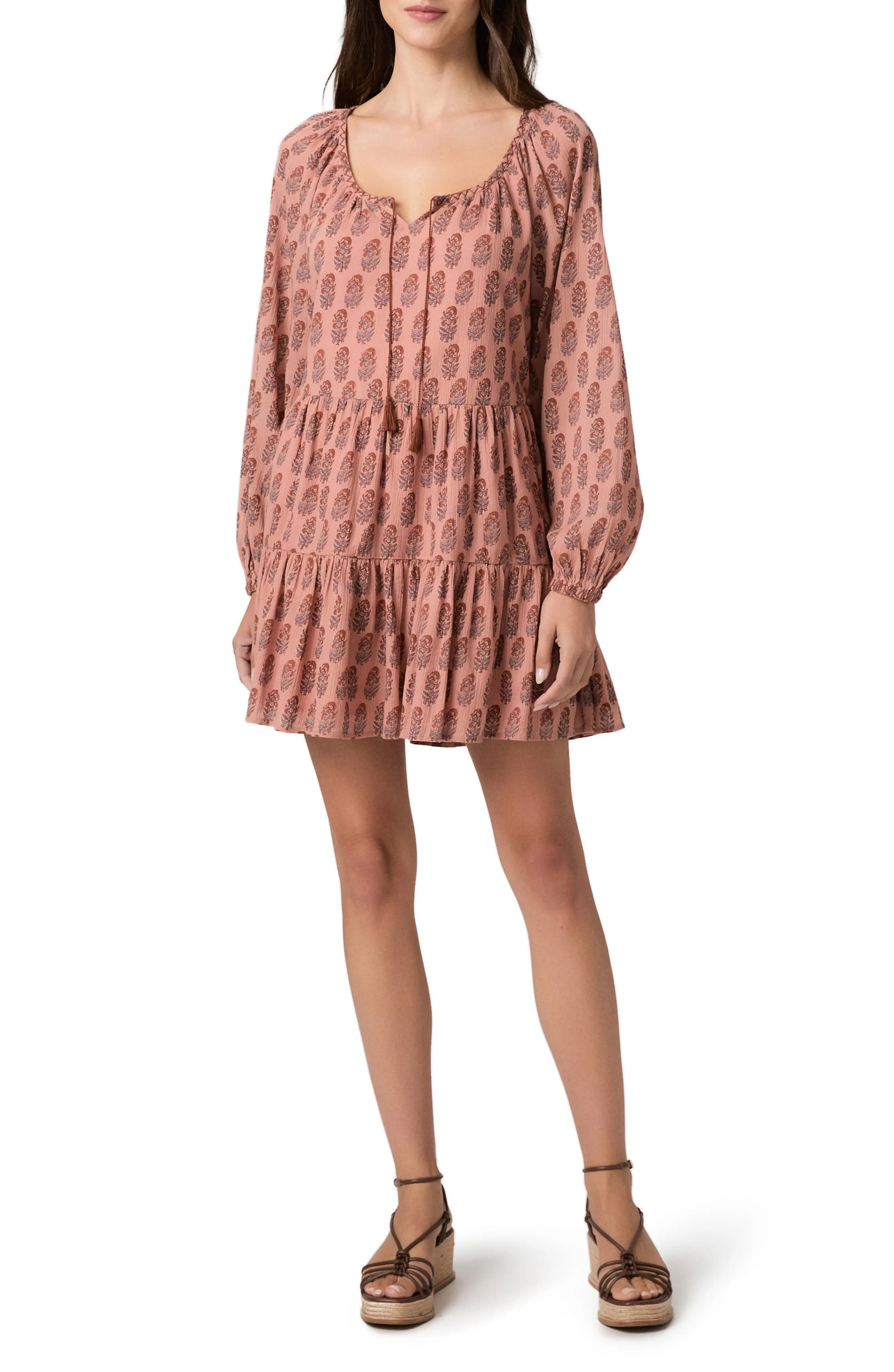 PAIGE Boardwalk Floral Long Sleeve Cotton Minidress (Women) | Nordstrom | Nordstrom