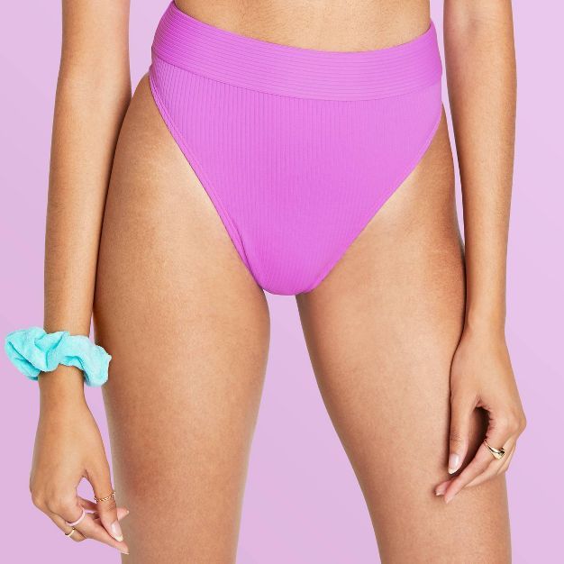 Women's High-Waist Ribbed Bikini Bottom - Stoney Clover Lane x Target Bright Purple | Target