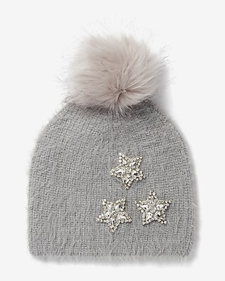 Rhinestone Embellished Pom Beanie | Express
