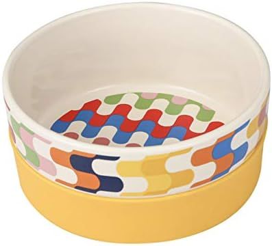 Now House for Pets by Jonathan Adler Bargello Duo Dog Bowl, Large | Cute Ceramic Dog Food Bowl from  | Amazon (US)