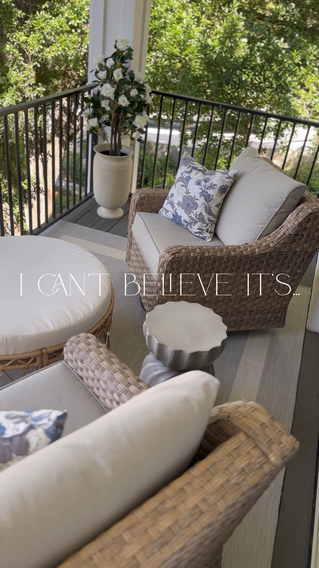 Truly! ✨ This Walmart outdoor ottoman and swivel chair set have a very look for less feel — the quality is beautiful! And I used this Amazon rug in Grey, along with these under $20 outdoor pillows and cutest scalloped side table. Finished with these pretty Target planters and Amazon faux rose bush pair!

#LTKSeasonal #LTKsalealert #LTKhome