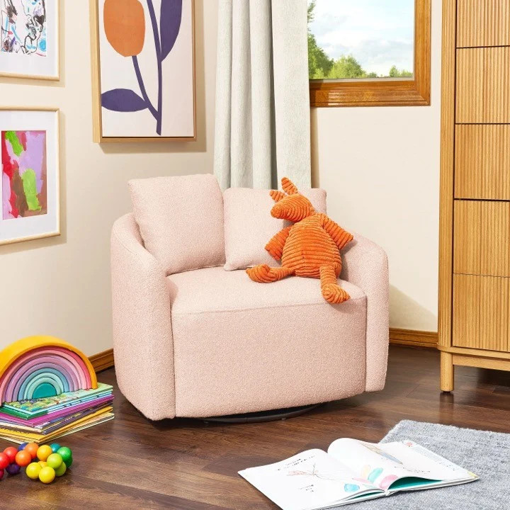 Beautiful Drew Kids Accent Chair by Drew Barrymore, Rose Bouclé Fabric | Walmart (US)