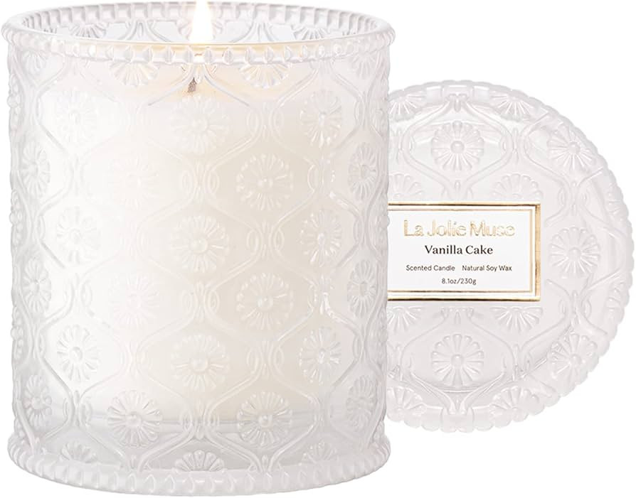 LA JOLIE MUSE Scented Candle Vanilla Cake, Candles Gift, 8 oz 50 Hours Burn, Natural Soy Candle, ... | Amazon (US)
