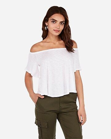 express one eleven slub off the shoulder relaxed tee | Express