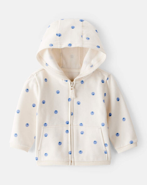 Baby Girl DayDream Fleece Blueberry Print Long-Sleeve Hoodie - Ivory | Carter's Inc