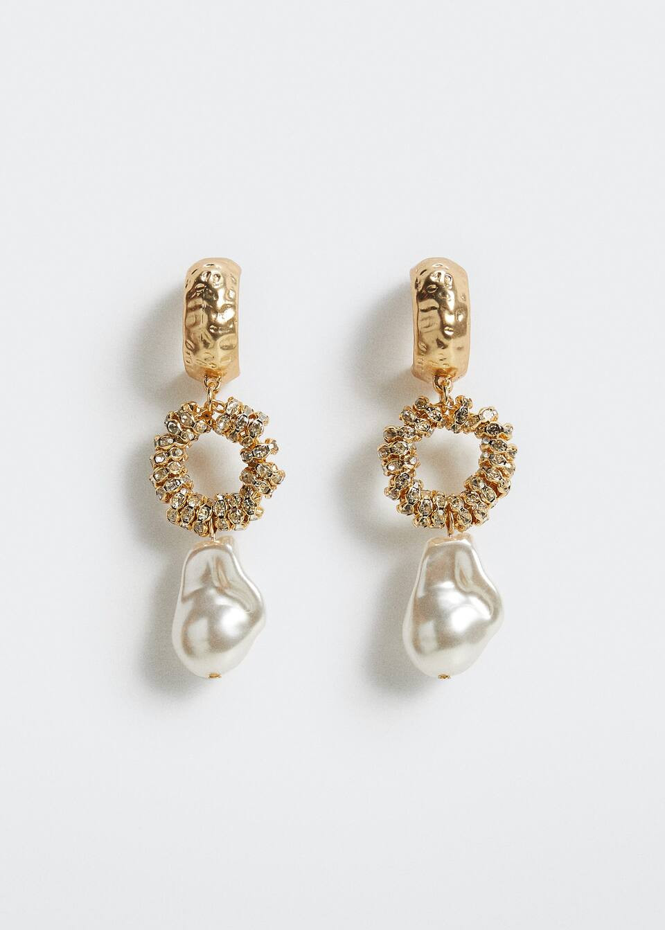 Pearl-effect crystal earrings -  Women | Mango USA | MANGO (US)