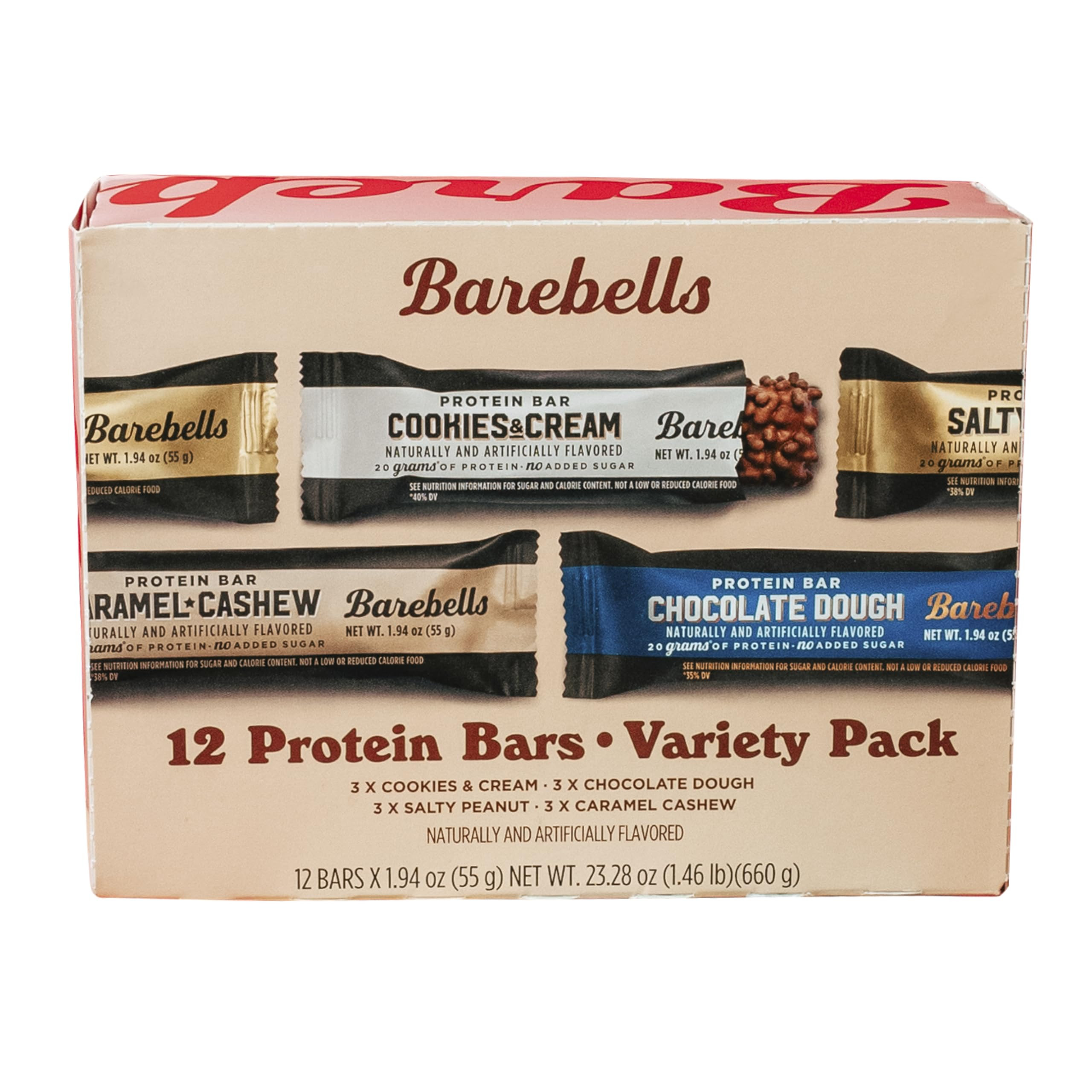 Barebells Protein Bars Variety Pack - 12 Count, 1.9oz Bars - Protein Snacks with 20g of High Prot... | Amazon (US)