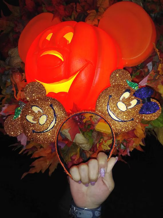 Halloween Mickey & Minnie (Glow in the Dark) Glitter Mouse Ears !!! | Etsy (US)