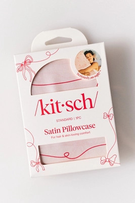 KITSCH Striped Bows Satin Standard Pillowcase | Anthropologie (US)