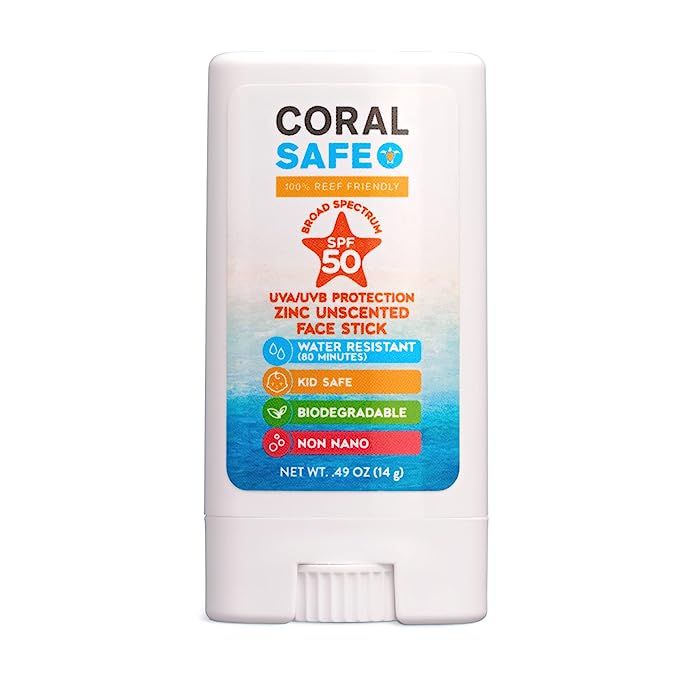 Coral Safe SPF 50 Face Stick Sunscreen, Made With Natural Ingredients, Biodegradable Reef Safe Su... | Amazon (US)