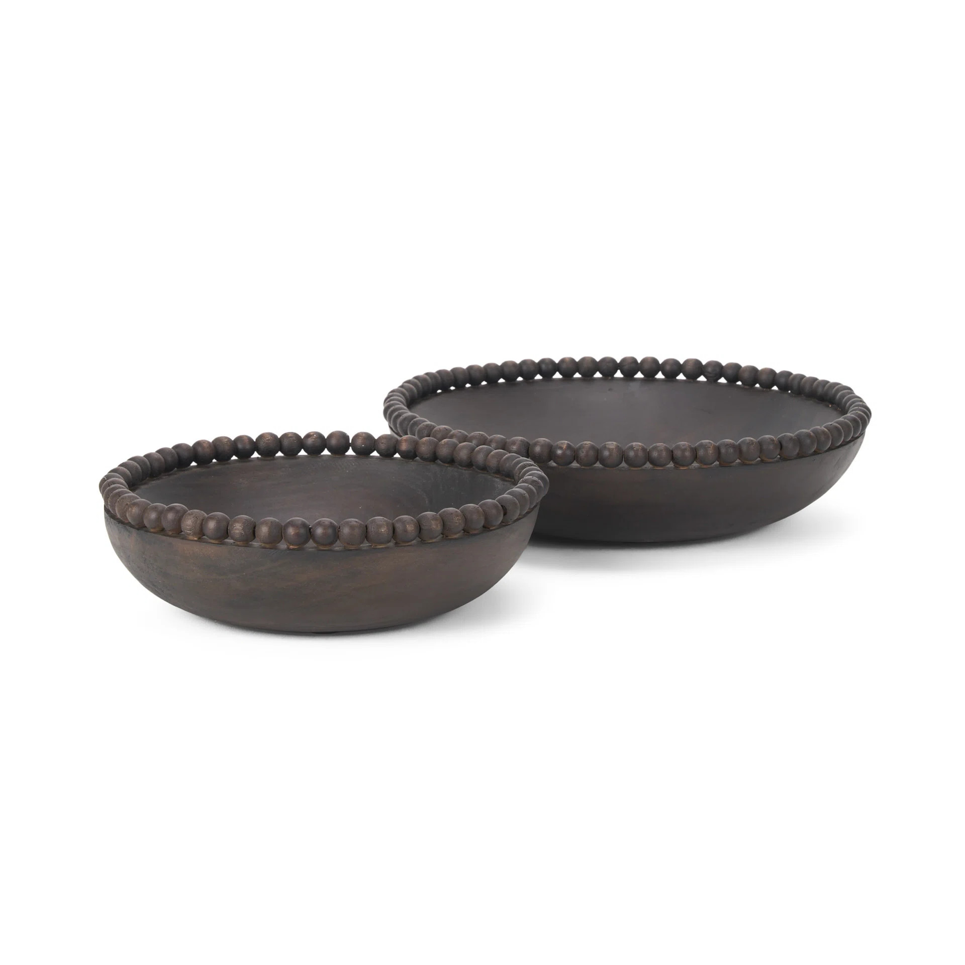 Aleandro Wood W/ Wood Beads Round Bowls | Wayfair North America