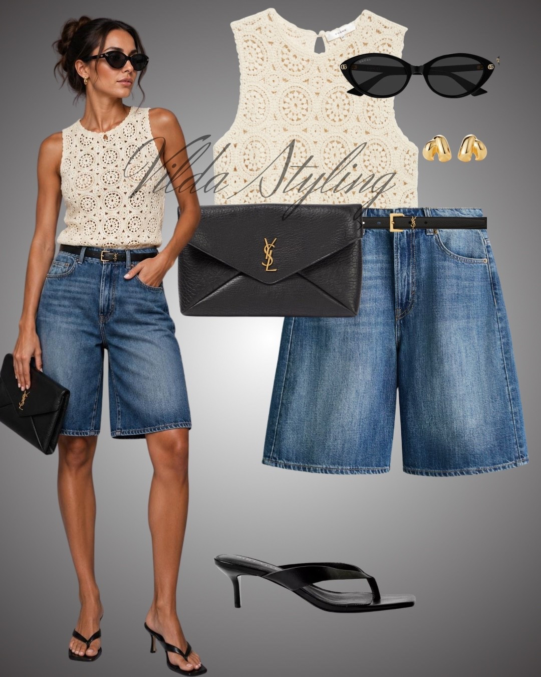 ✨ Effortless summer style starts with timeless staples. A crochet knit top, denim Bermuda shorts, and sleek black accessories create the perfect everyday luxury look. 🖤☀️

#LTKStyle #SummerOutfit #DenimShorts #QuietLuxury #ChicStyle #EverydayFashion #NeutralStyle #OutfitInspo #FashionFinds #MinimalStyle

#LTKsummer #LTKjeans #LTKstyletip