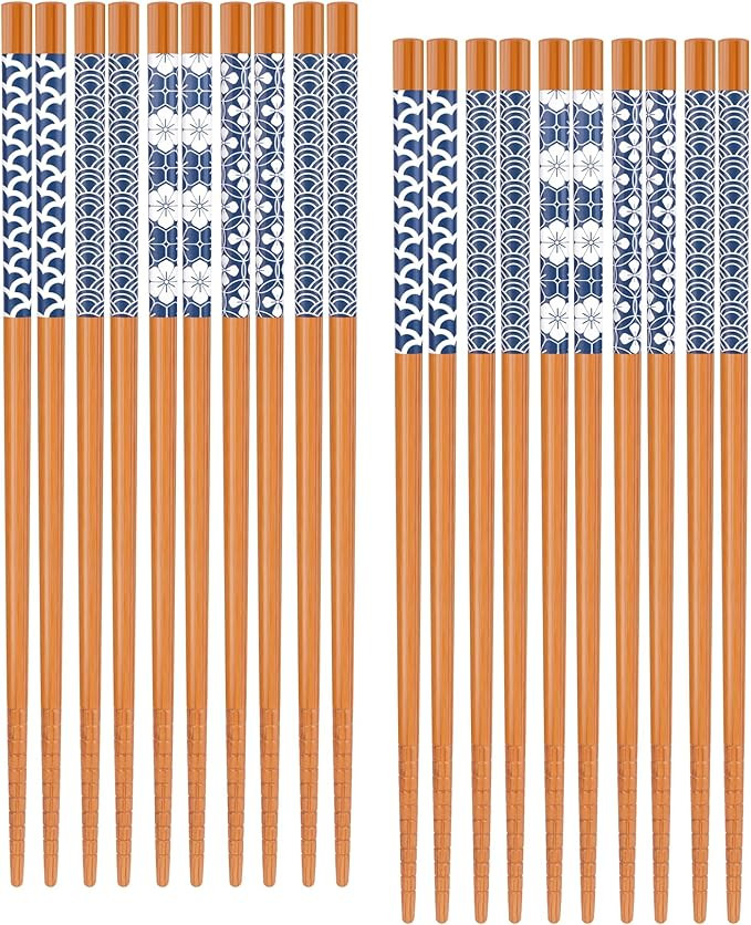 Antner 10 Pairs Reusable Bamboo Chopsticks Japanese Style Chop Sticks Set, Non-Slip, 8.8 Inch/22.... | Amazon (US)