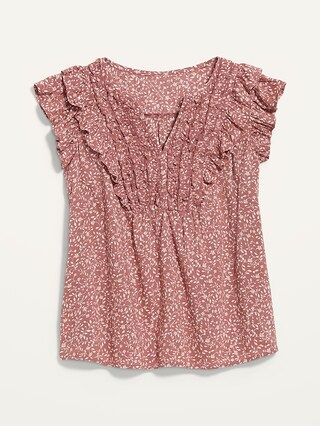 Ruffled Floral-Print Short-Sleeve Blouse | Old Navy (US)