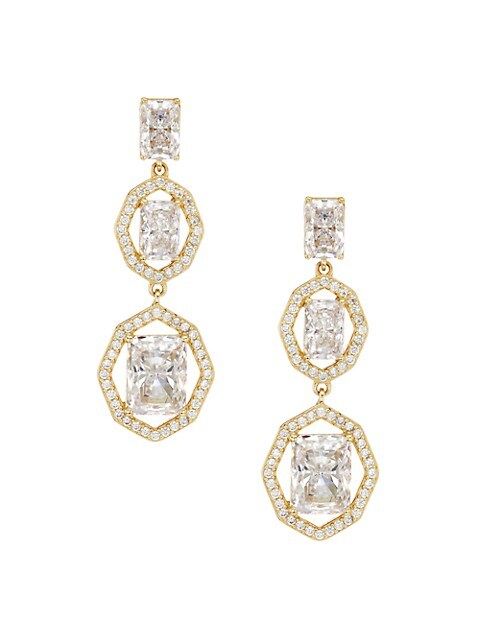 Complement 18K Goldplated Framed Emerald-Cut Cubic Zirconia Linear Drop Earrings | Saks Fifth Avenue
