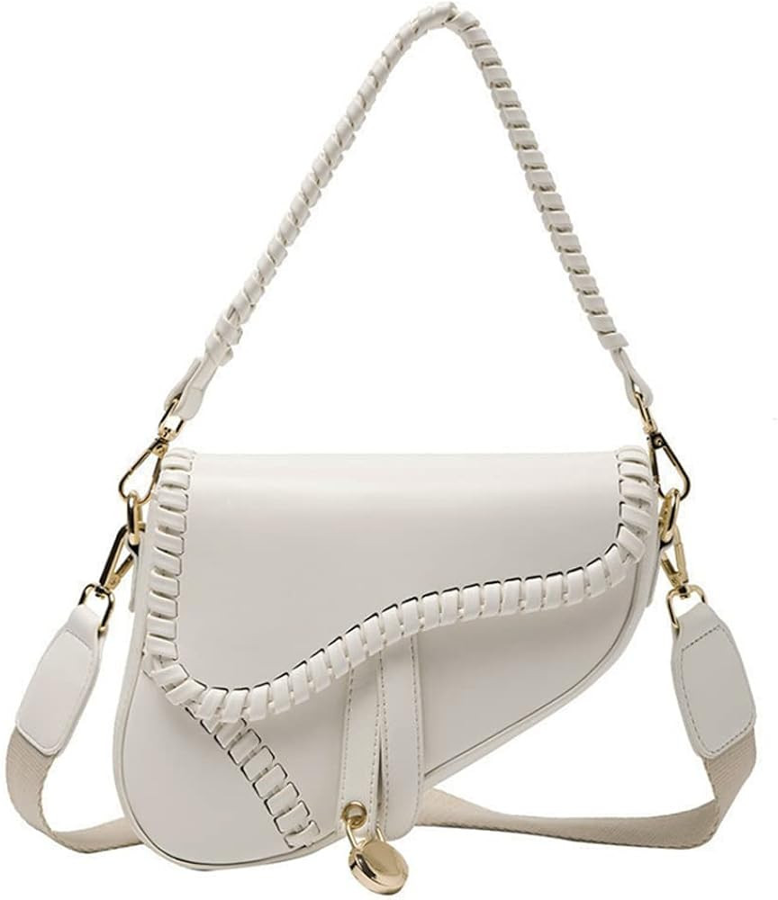 Women Cow Print Saddle Shoulder Bag Clutch Purse Underarm Handbag Satchel Zipper Crossbody Bag | Amazon (US)