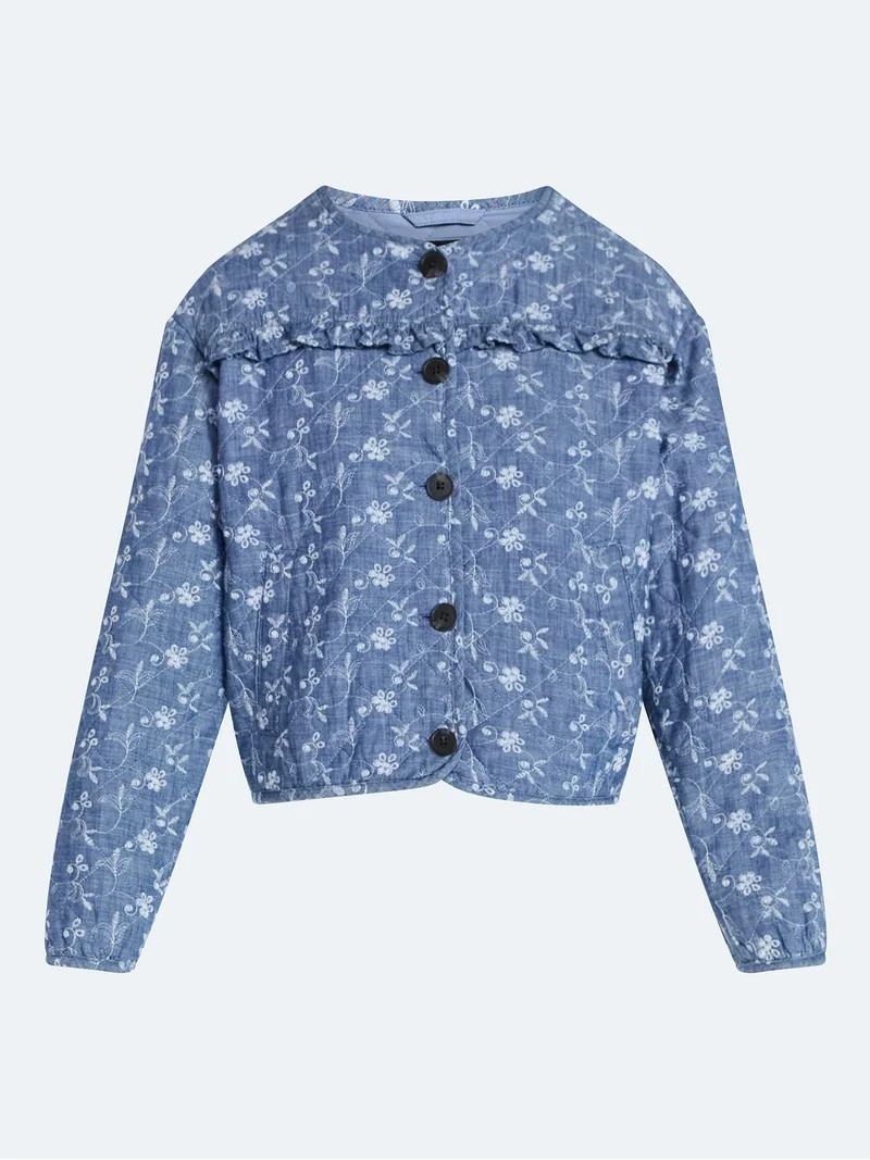 Scoop Women's Cotton Eyelet Jacket with Puff Sleeves, Sizes XS-4X | Walmart (US)