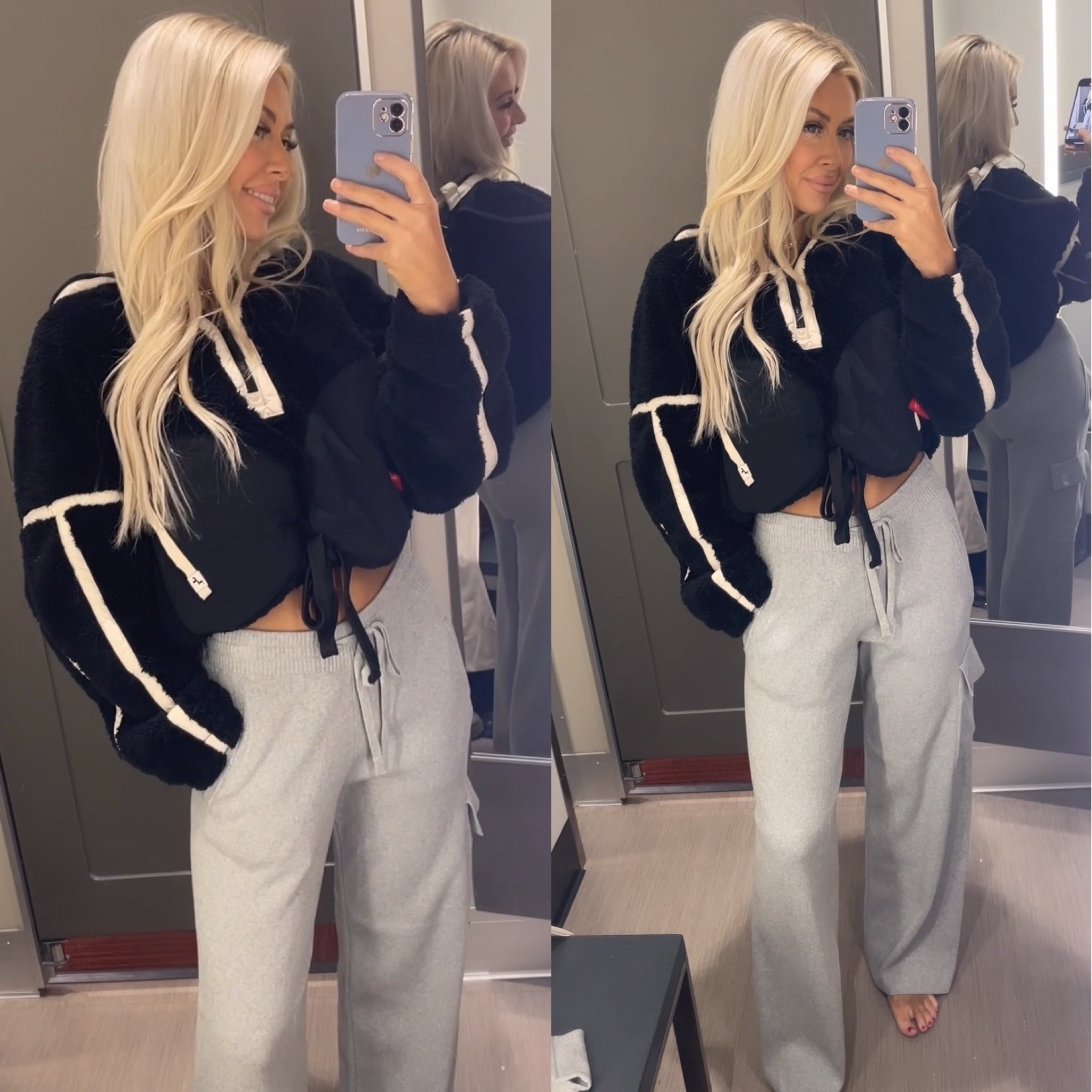 I’m 5’7 120
Wearing a size S in these pants and a size M in the hoodie 
