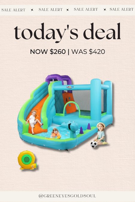 Inflatable water slide! Now $260 
Kids, outside activity, water slide, summer, hot, pool, baby, toddlers, splash pool, kiddie pool 

#LTKKids #LTKSaleAlert #LTKSwim