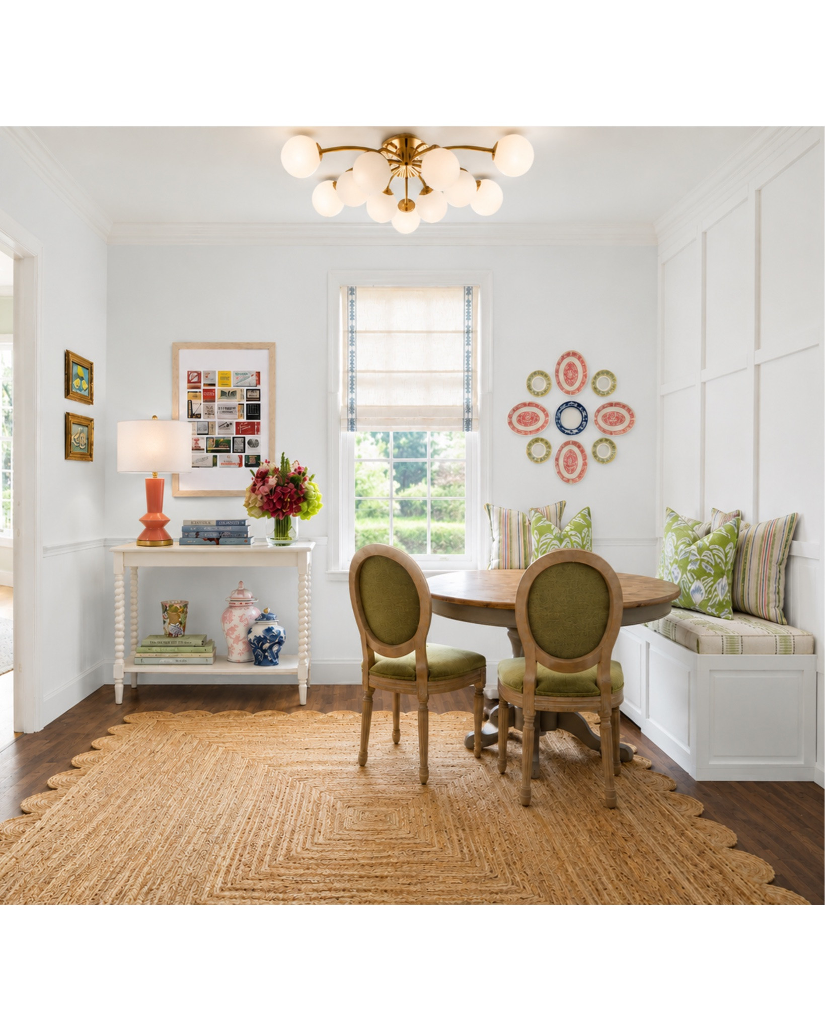 The breakfast side of this bar breakfast room combo! Color drenched in Benjamin Moore whispering spring

#LTKdayinmylife #LTKHome #LTKSaleAlert