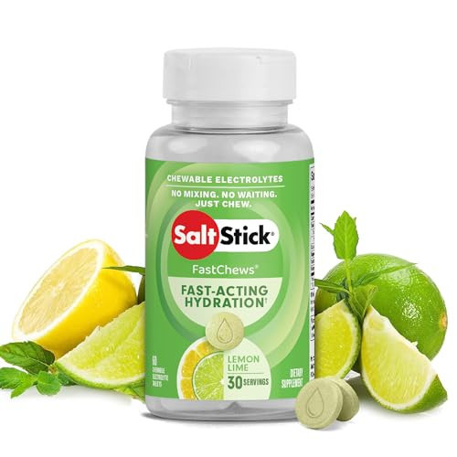 SaltStick Electrolyte FastChews - 60 Count Lemon Lime Flavor - Chewable Electrolyte Tablets for Hydration, Salt Tablets, Dehydration Relief | Amazon (US)