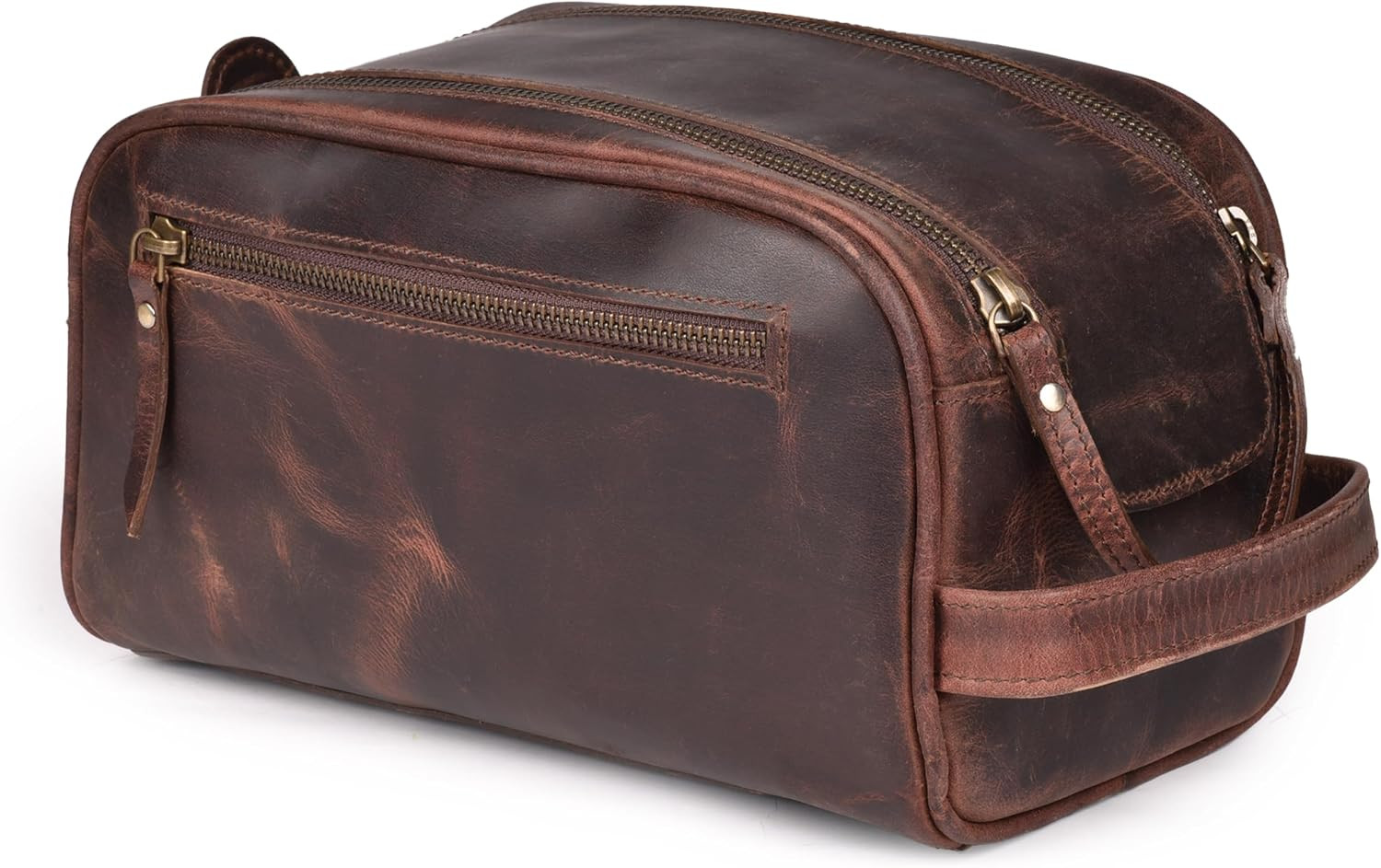 LEATHER VILLAGE Leather Toiletry Bag for Men, Travel Dopp Kit Shaving Bag | Amazon (US)