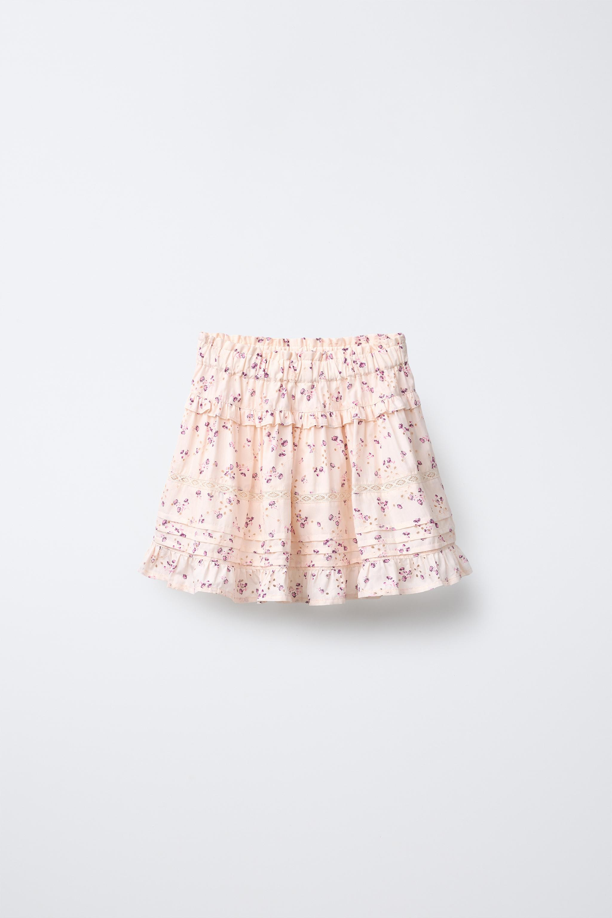 LACE INSERT FLORAL SKIRT | Zara US