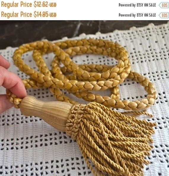 HOLIDAY SALE Golden Tassel Curtain Pull Gorgeous Vintage Rope with Large Fringed Tassel Vintage Gold | Etsy (US)