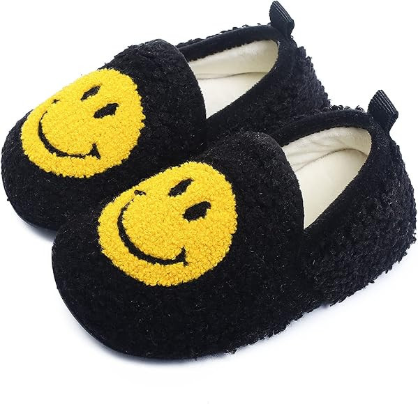 UCUHNB Kids Slippers Toddler Smiley Face House Slippers Indoor Home Non-Slip Rubber Sole Shoes Wa... | Amazon (US)