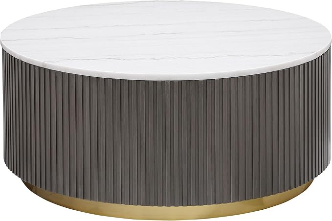 Coaster Home Furnishings - Jason - Engineered Wood - Round Coffee Table with White Marble Top, Ri... | Amazon (US)