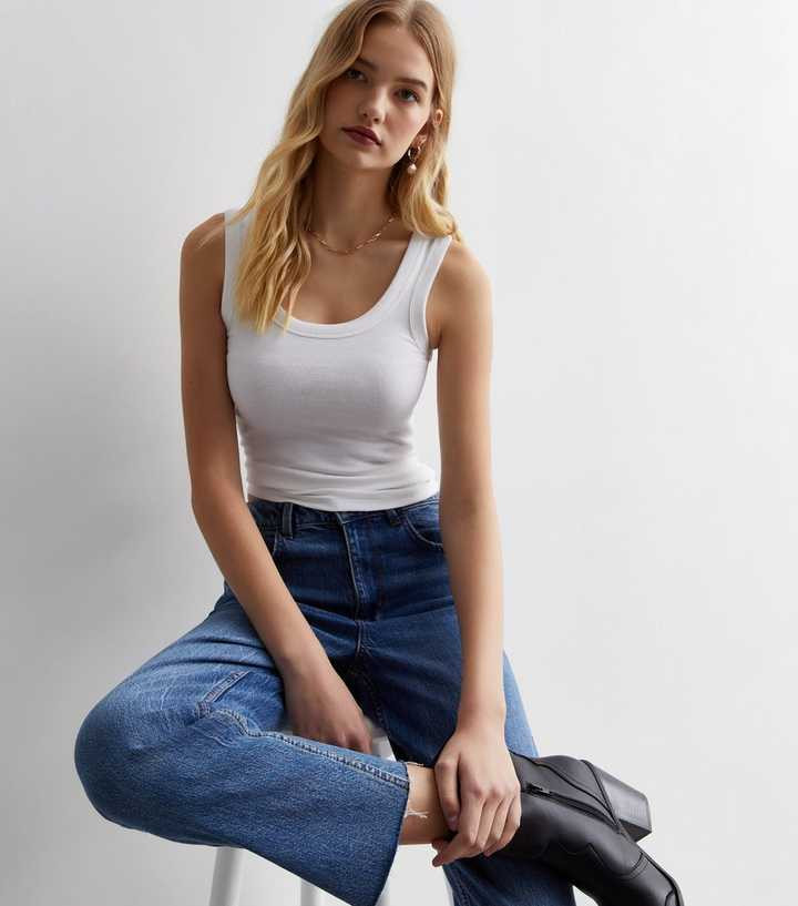 White Ribbed Scoop Neck Vest
						
						Add to Saved Items
						Remove from Saved Items | New Look (UK)